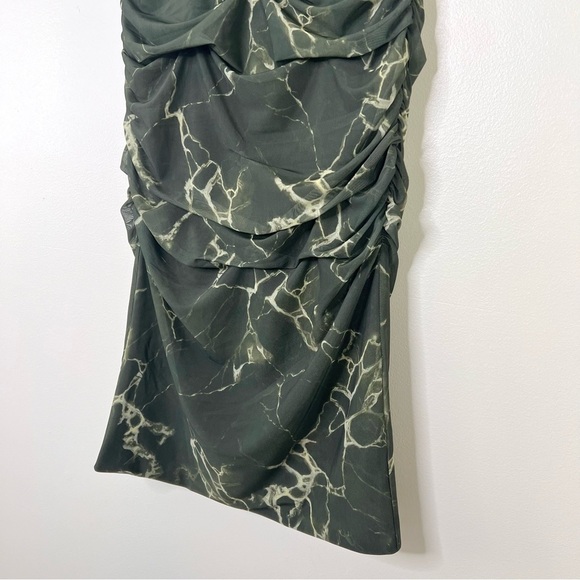 Zara Ruched Green Marble Midi Skirt - Picture 7 of 9